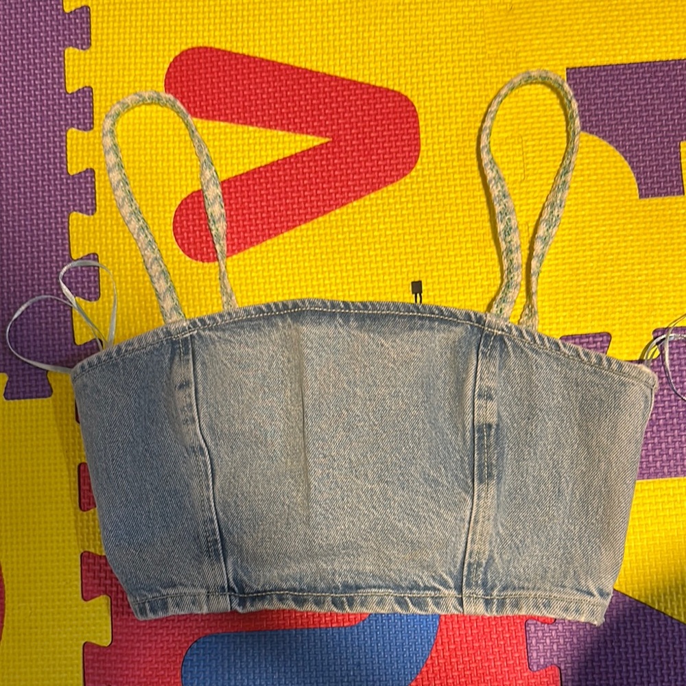 Denim Crop Top with Straps